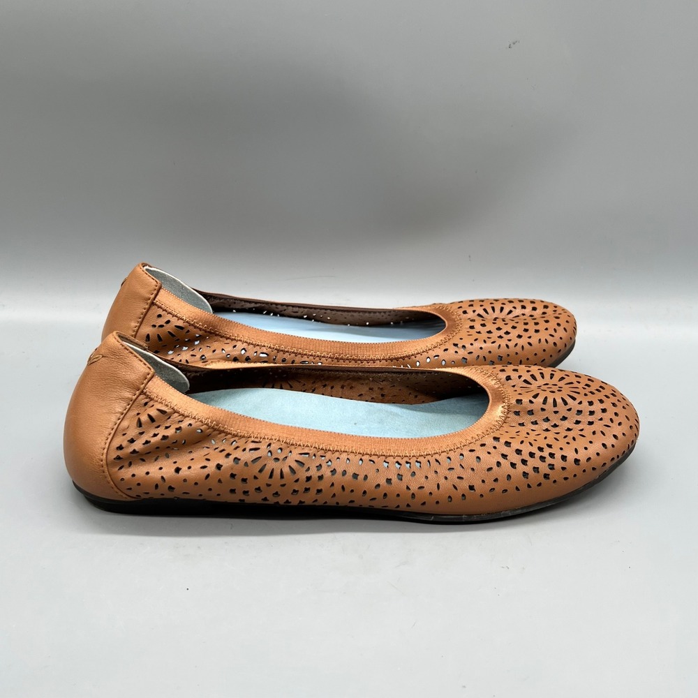 Vionic Shoes Womens 9.5 Brown Leather Robyn Perf Perforated Slip On Ballet Flats
